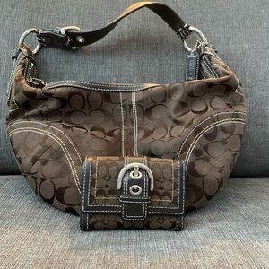 Brown Coach Shoulder Bag and Matching Wallet